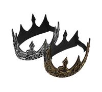 Beaupretty 2pcs Royal Pu Medieval Crown Men Cosplay Headband Decoration Light Antique Luster Flexible Fit