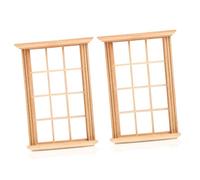 Beaupretty 2pcs Scale Mini Dollhouse Window Frames Twelve Lattice Model for Doll House Decor Simulated Window Props for DIY Dollhouse Accessories