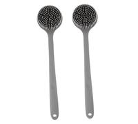 Beaupretty 2pcs Silicone Body Scrubber for Shower Long Handle Back Brush for Deep Cleaning Soft Exfoliating Material for Smooth Skin Easy to Clean Suitable for Men and Women