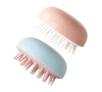 Beaupretty 2pcs Silicone Shampoo Brush Scalp Massager for Hair Growth and Dandruff Control Soft Compact Head Massage Brush for Wet and Dry Hair Pink and Blue
