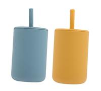 Beaupretty 2pcs Silicone Sippy Cups with Straw Drop Resistant Training Cups Yellow Food Grade Silicone for Safe Independent Drinking