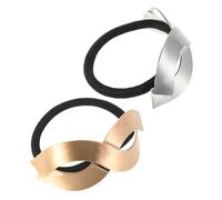 Beaupretty 2pcs Silver Studs Hair Band Gold Hoop Stylish Hair Ties for Women Cuffs for Ponytail Holders