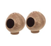 Beaupretty 2pcs Small Hamster Hideout Natural Coconut Shell House for Dwarf Hamsters Gerbils Mice Bite-resistant Pet Shelter with Cute Design for Exercise and Play