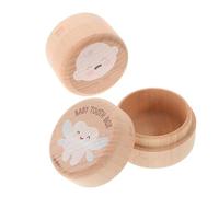Beaupretty 2pcs Solid Wood Tooth Keepsake Box with Round Design for Boys Tooth Holder Container Charming Shower Gift