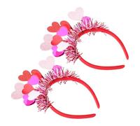 Beaupretty 2pcs Sparkly Red Heart Headbands for Valentine S Day Party Women Lightweight Sequin Cupid Hairbands with Unique Heart Shape Design Reusable Festival Accessories