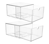 Beaupretty 2PCS Stackable Clear Makeup Organizer Durable Acrylic Storage Drawers for Bathroom Vanity Desk Kitchen Versatile Storage for Cosmetics Jewelry Medicines More