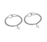 Beaupretty 2pcs Stainless Steel Cross Bracelet for Men Double Layer Chain Bangle with Hollow Cross Design Stylish Wristband for Everyday Wear and Special Occasions