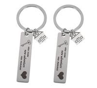 Beaupretty 2pcs Stainless Steel Housewarming Keychains Pendant Small Hanging Ornaments for Home Decoration and Gift Cute Couple Key Rings with Warm Blessing Design