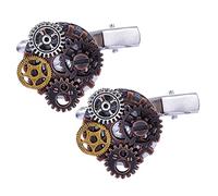 Beaupretty 2pcs Steampunk Metal Hair Clips Gothic Accessories for Women Punk Gear Barrettes Wedding Hair Clips for Brides Stylish Headwear