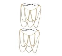 Beaupretty 2pcs Stretchy Rhinestone Leg Chain Body Jewelry for Women Golden Thigh Chain with Construction Sparkling Summer Accessories for Beach Rave Parties