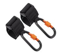 Beaupretty 2Pcs Stroller Hooks with Locking D Shaped Design for Hanging Shopping Bags and Accessories Heavy Duty Wagon Clips for Prams and Pushchairs Black and Orange Stroller Hangers