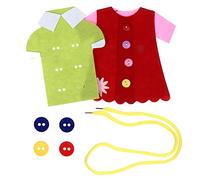Beaupretty 2pcs Threading Game Preschool Sewing Clothes for Ages Hand Eye Coordination Educational Lacing Activity with Buttons Early Life Skills Learning Gift Random Color