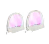 Beaupretty 2Pcs Travel Cosmetics Bag Portable PU Shell Makeup Organizer Pouches for Silver Large Small Toiletry Storage with Stylish Half-Moon Design
