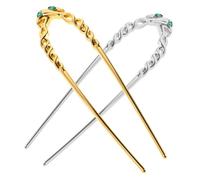 Beaupretty 2pcs u Shaped Hair Pins Vintage Metal Hair Accessories for Women Twisted Design Rhinestones for French Updo Hairstyles Luxurious and Secure Styling Tools