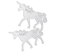 Beaupretty 2pcs Unicorn Embossing Stencil Metal Cutting Dies Silver Carbon Steel Design Educational DIY Photo Frame Craft