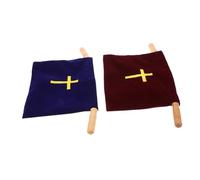 Beaupretty 2pcs Velvet Church Collection Bag with Wooden Handles Capacity Offering Pouch for Baptism Communion Religious Ceremonies and Sunday Worship Supplies