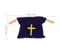 Beaupretty 2pcs Velvet Religious Offering Bags with Wooden Handles Cross Embroidery Church Communion Supplies for Baptism Worship and Collection