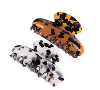 Beaupretty 2PCS Vintage Acrylic Marble Pattern Large Hair Claw Clips for Women and Durable Smooth Jaw Hair Accessories Coffee and White