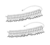 Beaupretty 2pcs Vintage Bohemian Bell Anklet Bracelet Adjustable Tassel Foot Chain Jewelry for Women Summer Beach Casual Wear Belly Dance Accessory