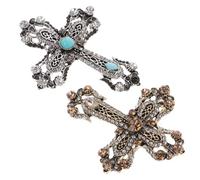 Beaupretty 2pcs Vintage Cross Brooch Pin Decorative Brooches for Men Elegant Lapel Pins for Suits Clothing Accessories Retro Aesthetic with Antique Finish