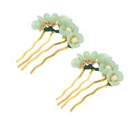 Beaupretty 2pcs Vintage Jade Floral Hair Stick Hairpin for Women Teens Durable Lightweight Hair Accessories for Secure Elegant Bun Styling Retro Han Style Decorative Pins