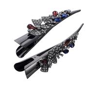 Beaupretty 2pcs Vintage Large Rhinestone Hair Barrettes for Women Metal Horn-shaped Duckbill Clips Elegant Hair Styling Accessories for Casual and Special Occasions