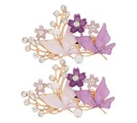 Beaupretty 2pcs Vintage Rhinestone Butterfly Hair Clips for Women Alloy Floral Hairpins with Faux Pearls Elegant French Flower Hair Accessories for Weddings Proms and Special Occasions