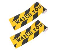 Beaupretty 2Pcs Watch Your Step Warning Tape Anti-slip Floor Decals Adhesive Safety Stickers for Stairs Pathways Black Stripes Caution Sign