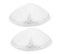 Beaupretty 2pcs White Yarmulke Kippah for Men Lightweight Breathable Jewish Skull Cap for Weddings Mitzvahs Religious Holidays Judaica Ceremony Hat