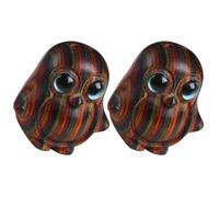 Beaupretty 2pcs Wood Penguin Keyring Pendant DIY Decorative Desk Ornament | Coffee Wood Figurine, Retro Handmade Charm, Bag Pendant Use, Light Weight, Blue Eye Detail