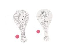 Beaupretty 2pcs Wooden Art Painting Paddle DIY Handcrafted Wooden Paddle Ball for Boys for Creative Drawing and Doodle Activities