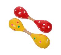 Beaupretty 2pcs Wooden Double-headed Maracas for Handheld Instruments with Bright Sounds Ergonomic Design for Hands Educational Musical for Party Favors and Rhythm Training