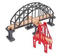 Beaupretty 2pcs Wooden Train Track Bridge Sturdy Material Creative DIY Layouts for Family Play Enhances Motor Skills and Social Interaction Safe Pretend Railway Accessories