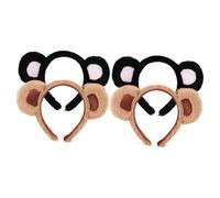 Beaupretty 2sets Realistic Brown Bear Ears Headband Elastic Makeup Headband Adult Party Accessory 2pcs*2