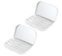 Beaupretty 3 Pairs 3D Synthetic Fiber False Eyelashes with 2Pcs White Magnetic Eyelash Storage Boxes, Portable Lash Organizer Case for Makeup and Travel