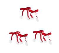 Beaupretty 3 Pairs Elegant Red Velvet Christmas Hair Bow Clips with Pom Poms for Women and Secure Double Ponytail Accessories Stylish Holiday Hair Decorations for Parties
