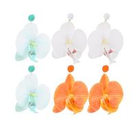 Beaupretty 3 Pairs Women Flower Earrings Butterfly Orchid Dangle Jewelry for Summer Beach Vacation Elegant Floral Ear Drops Green Orange and White