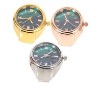 Beaupretty 3 Pcs Mini Creative Finger Ring Watches Set Shiny Glitter Round Finger Ornament Watches for Women Rose Gold Gold