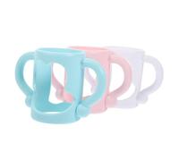 Beaupretty 3 pcs Soft Silicone Milk Bottle Handles Ergonomic Detachable Design for Narrow Mouth Bottles Easy to Clean White Blue Pink for Comfortable Feeding