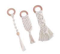 Beaupretty 3 Pcs Teether Hand Knitted Cotton Rope and Beech Wood Molar Rods Ergonomic Design Lightweight Grinding for Newborns and Gift