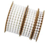 Beaupretty 3 Roll White Beaded Ribbon Garland Pearl Hemisphere Beads in 2, 4, and 6 Rows Made of Cotton and Abs, Reusable Layout Props for Wedding Wreath and Gardening Crafts Decoration