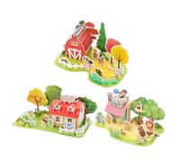 Beaupretty 3 Sets Educational Puzzles for Cartoon Animal and House Models Creative Spatial Imagination Safe Smooth Material for Learning and Play