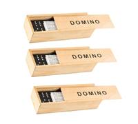 Beaupretty 3 Sets Wooden Dominoes Educational Set with Black Double Six Tiles in Sliding Storage Box Premium Wood Board Game for Family Fun and Interactive Play