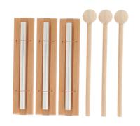 Beaupretty 3 Sets Wooden Hand Bells with Mallet Meditation Chime Percussion Instruments for Prayer Yoga and Mindfulness Clear Resonant Tone for Teachers