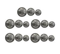 Beaupretty 30pcs British Style Metal Clothes Buttons Set Zinc Alloy Coat Fasteners with 10pcs 15mm 10pcs 20mm 25mm for DIY Sewing and Handmade Garments