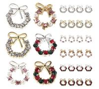 Beaupretty 30pcs Christmas Nail Art Charms Metal Bow and Wreath Rhinestone Studs with Pearls Xmas Accessory for Festive Manicure Easy Application and Removal Lightweight Nail Decorations for