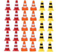 Beaupretty 30pcs Mini Traffic Cones with Plastic Road Signs for Childsafe Construction Barricades Brightly Colored Road Safety Cones Educational Traffic Symbols for Creative Play and Family