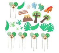 Beaupretty 33pcs Jungle Animal Cake Decorations Set with Wild Lion and Forest Animal Cupcake Toppers for Birthday Party Creative Cake Picks for Jungle Theme Dessert Decor