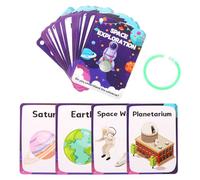 Beaupretty 34Pcs Outer Space Learning Flash Cards for Interactive Cartoon Learning Cards for Early Childhood Enlightenment and Fun Play