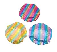Beaupretty 3pcs Adjustable Elastic Hair Bonnets for Sleeping Wide Band Satin Sleep Caps in Yellow Purple and Lake Blue Comfortable Turban Hats for Women Hair Protection and Night Use